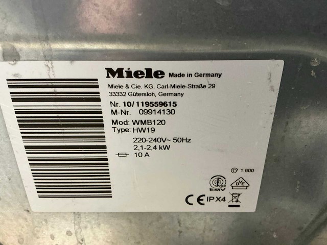Miele wmb120 hw 19 wasmachine - afbeelding 5 van  7