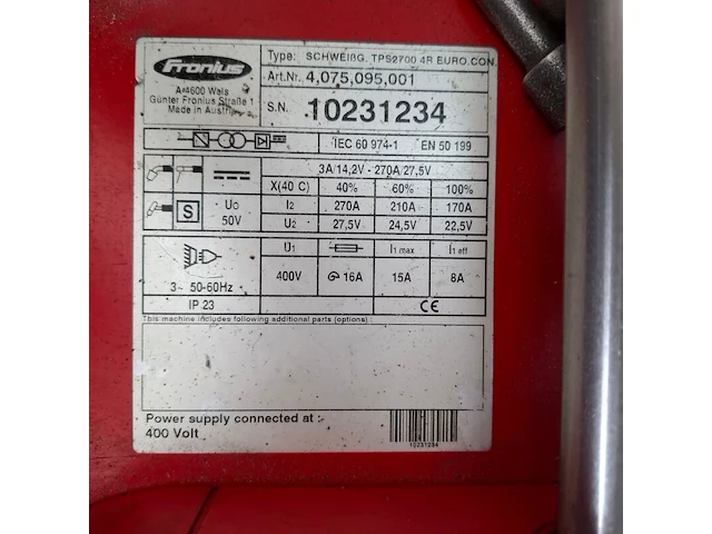 Mig mag lasapparaat fronius, transpuls synergic 2700 - afbeelding 12 van  15