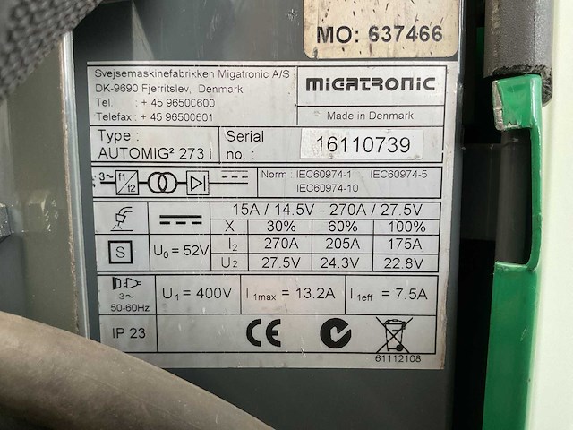 Migatronic automig 273i lasapparaat - afbeelding 8 van  8