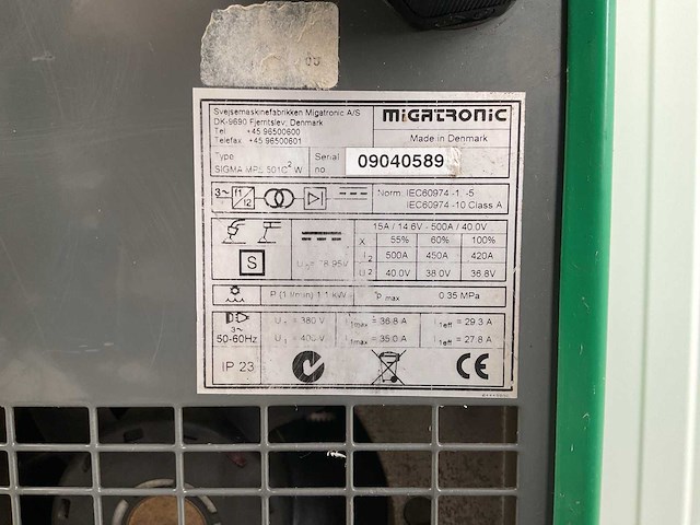 Migatronic sigma mps 501c2 w lasapparaat - afbeelding 9 van  9