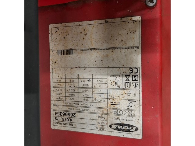 Mig/mag lasapparaat fronius, tps 400i, bouwjaar 2015 - afbeelding 2 van  25