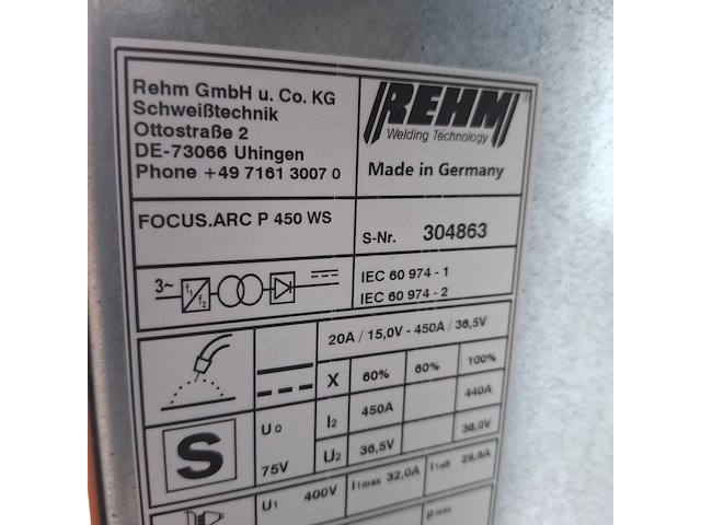Migmag lasapparaat, rehm, focus arc p 450 ws - afbeelding 10 van  13