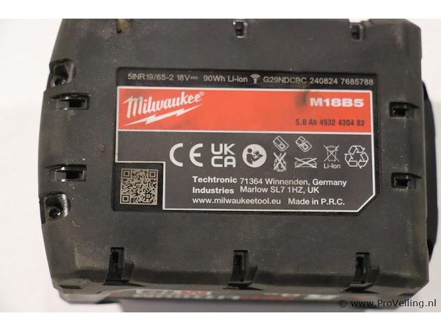 Milwaukee accu li-ion m18b5 - 5.0ah, 18v - afbeelding 4 van  4