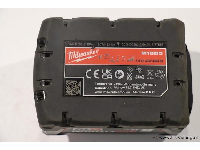 Milwaukee accu li-ion m18b5 - 5.0ah. 18v - afbeelding 4 van  4