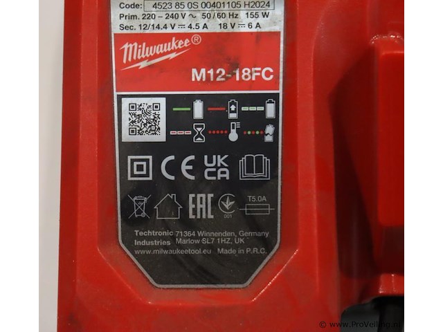 Milwaukee acculader m12-18fc - afbeelding 2 van  3
