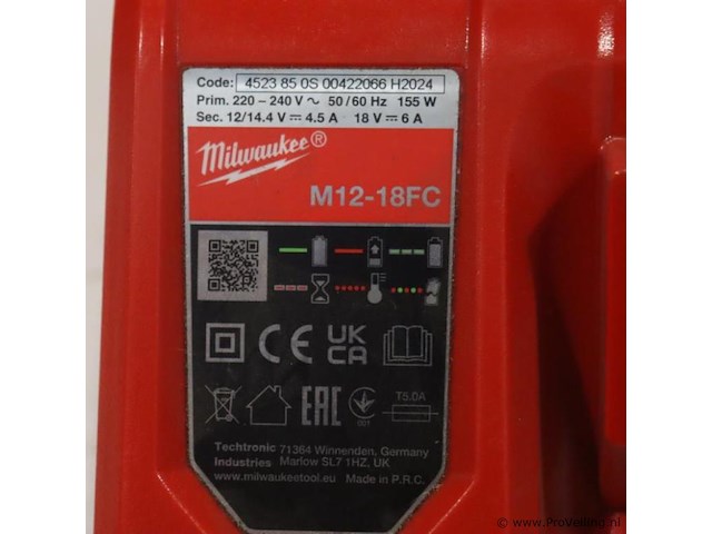 Milwaukee acculader m12-18fc - afbeelding 2 van  3