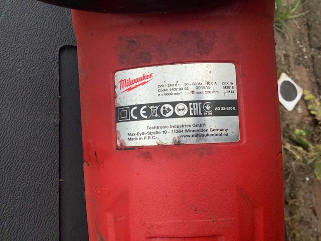 Milwaukee ag 22-230 e haakse slijpmachine - afbeelding 5 van  5