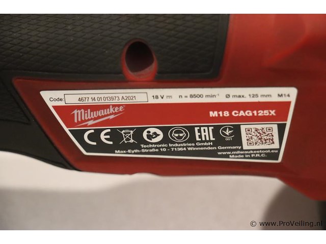 Milwaukee fuel accu haakse slijpmachine m18 cag125x - afbeelding 4 van  4