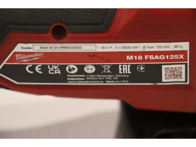 Milwaukee fuel accu haakse slijpmachine m18 cag125x - afbeelding 4 van  4