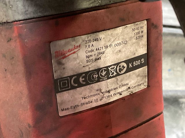Milwaukee k500s breekhamer - afbeelding 3 van  3