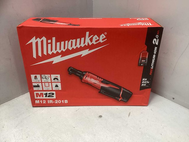 Milwaukee m12 ir-201b (3/8") 12v li-ion accu ratelsleutel set (1x 2.0ah accu) in tas – 4933441720 - afbeelding 5 van  5
