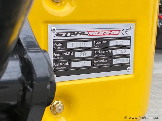 Mini rupsgraafmachine stahlworks hl319 geel - afbeelding 9 van  12