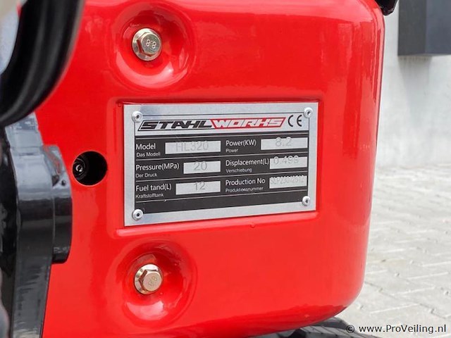 Mini rupsgraafmachine stahlworks hl320 rood - afbeelding 10 van  15