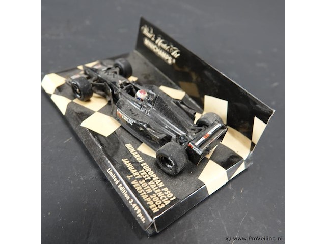 Minichamps 1:43 schaalmodel van de minardi european ps01, specifiek de testauto bestuurd door jos verstappen in valencia in 2003. - afbeelding 3 van  5