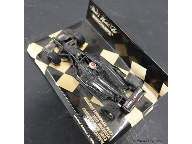 Minichamps 1:43 schaalmodel van de minardi european ps01, specifiek de testauto bestuurd door jos verstappen in valencia in 2003. - afbeelding 4 van  5