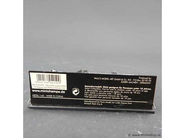Minichamps 1:43 schaalmodel van de minardi european ps01, specifiek de testauto bestuurd door jos verstappen in valencia in 2003. - afbeelding 5 van  5