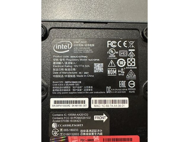 Minicomputer, intel nuc, nuc10fnk - afbeelding 2 van  2
