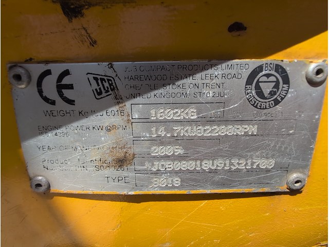 Minigraafmachine, jcb, 8018, 2009 - afbeelding 28 van  28