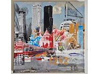 Mischa - acryl/mixed media op doek - den haag - 40 x 40 cm. - afbeelding 1 van  3