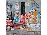 Mischa - acryl/mixed media op doek - den haag - 40 x 40 cm. - afbeelding 2 van  3