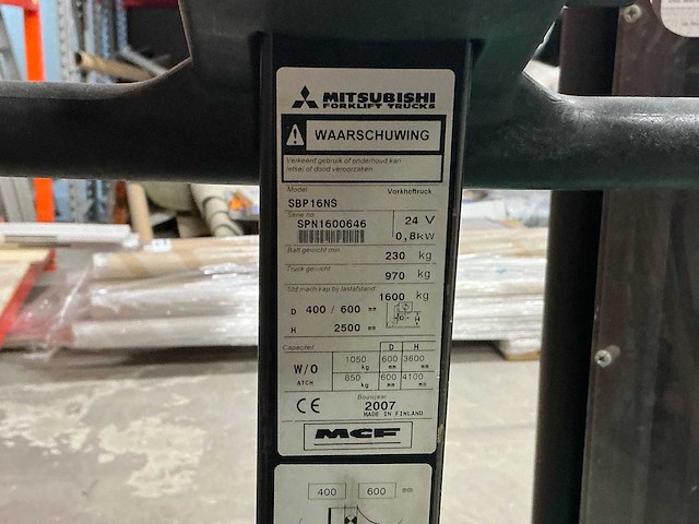 Mitsubishi - sbp16ns - elektrische palletwagen - afbeelding 7 van  9