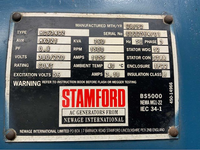 Mitsubishi hc63462 nsa stroomgenerator 760kva (c) - afbeelding 7 van  9