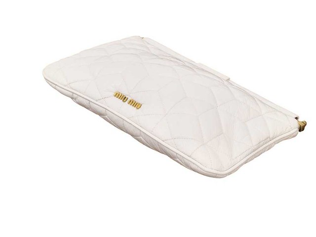 Miu miu - pochette - handtas wit lak leer met gouden details - afbeelding 1 van  12