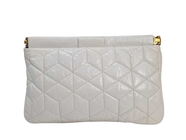Miu miu - pochette - handtas wit lak leer met gouden details - afbeelding 5 van  12