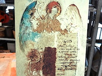 Mixed-media kunstwerk op canvas met de afbeelding van een engel - afbeelding 1 van  5