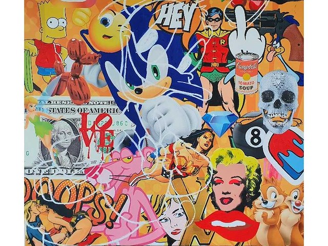 Mixed media/acryl handbewerkt simon bruno - afbeelding 1 van  1