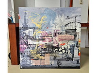 Mixed media/acryl op doek donald van schilt ‘den bosch’ - afbeelding 3 van  4