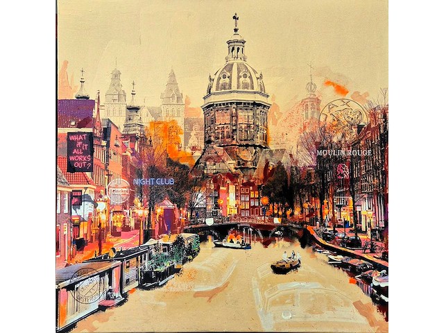 Mixed media/acryl op doek mischa ‘amsterdam’ - afbeelding 1 van  5
