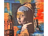 Mixed media/acryl op doek mischa ‘meisje met de parel’ - afbeelding 1 van  4