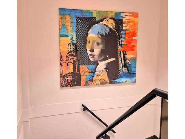 Mixed media/acryl op doek mischa ‘meisje met de parel’ - afbeelding 2 van  4