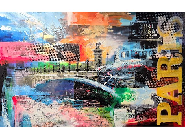 Mixed media/acryl op doek mischa ‘paris’ - afbeelding 1 van  5
