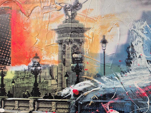 Mixed media/acryl op doek mischa ‘paris’ - afbeelding 2 van  5