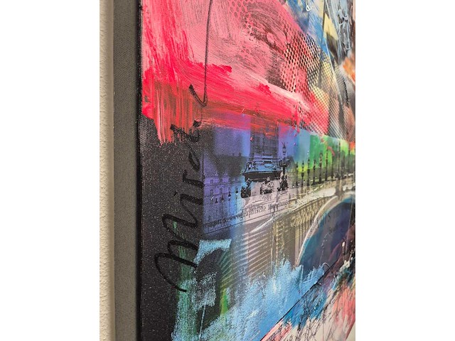 Mixed media/acryl op doek mischa ‘paris’ - afbeelding 4 van  5