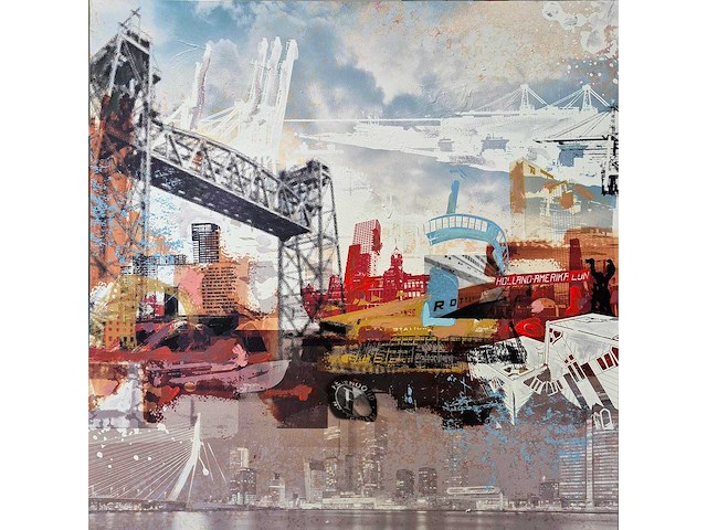 Mixed media/acryl op doek mischa ‘rotterdamk - afbeelding 1 van  4