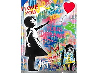 Mixed media/acryl op doek simon bruno ‘i love you’ - afbeelding 1 van  1