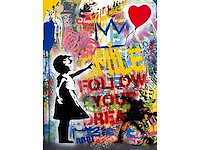 Mixed media/acryl op doek simon bruno ‘smile’ - afbeelding 1 van  1