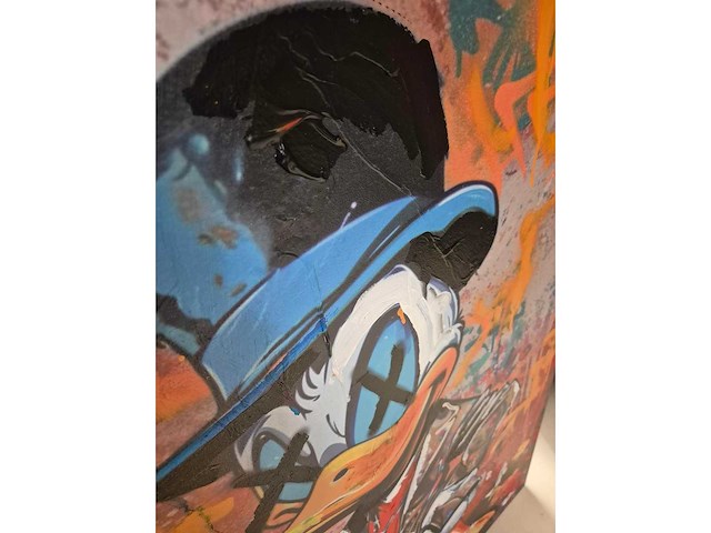 Mixed media/acryl op paneel tyd ‘dollar sign’ - afbeelding 2 van  3