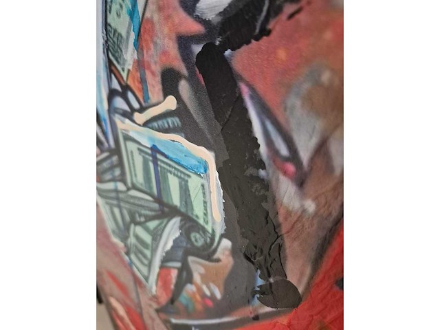 Mixed media/acryl op paneel tyd ‘dollar sign’ - afbeelding 3 van  3