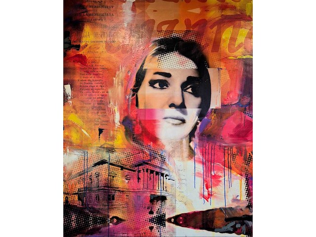 Mixed medie/acryl op doek mischa ‘maria callas’ - afbeelding 1 van  4