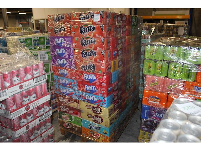 Mixed pallet frisdranken waaronder fanta, dr pepper en schweppes 218 verpakkingen in totaal 2616 blikken th... - afbeelding 1 van  3