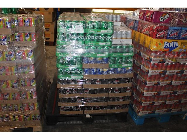 Mixed pallet frisdranken waaronder sprite en pepsi circa 1944 blikken met tht 2026 bod is inclusief 150 eu... - afbeelding 1 van  2