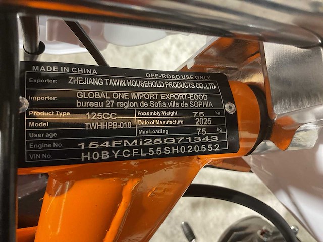 Mmx - dirt bike oranje 125cc - twhhpb-010 - crossmotor - afbeelding 14 van  16