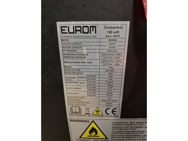 Mobiele airco eurom, coolperfect 180 wifi - afbeelding 5 van  6