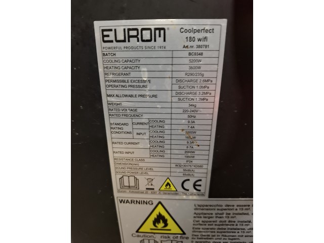 Mobiele airco eurom, coolperfect 180 wifi - afbeelding 6 van  6