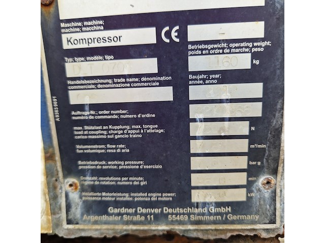 Mobiele compressor, compair / gardner denver, c76 / dlt0704, 2012 - afbeelding 21 van  40