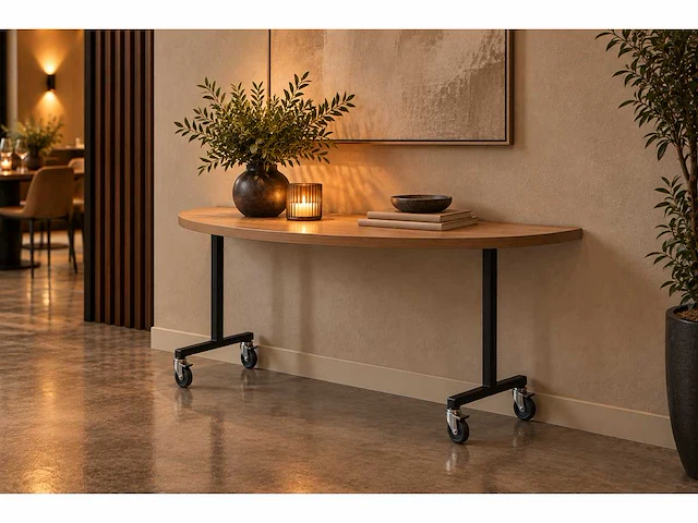 Mobiele half ronde kantinetafel (2x) - afbeelding 1 van  2